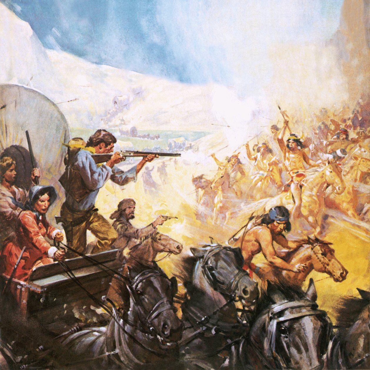 Američtí průkopníci střílející rudé indiány od James Edwin McConnell