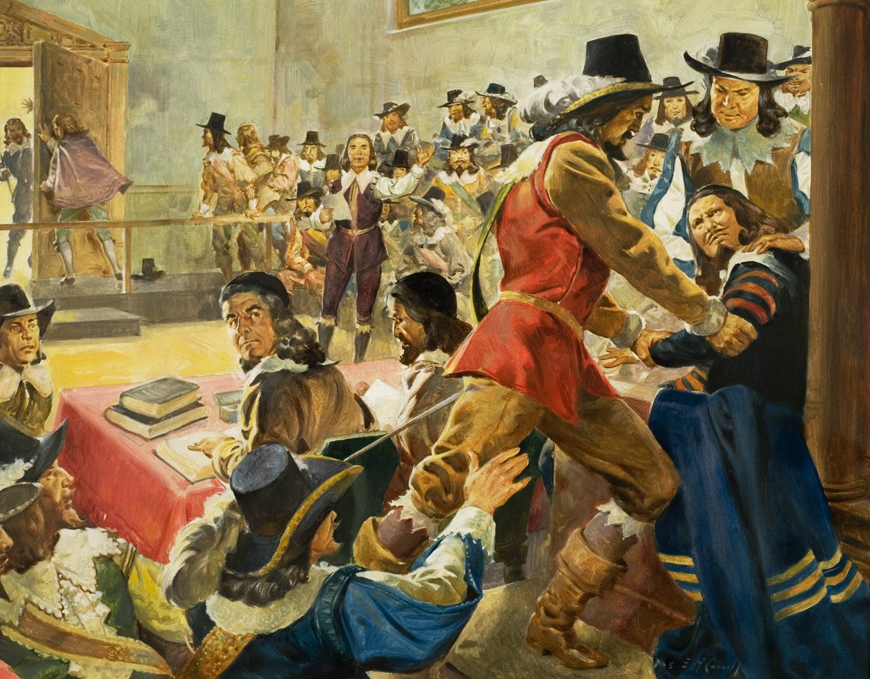 Zatčení předsedy Dolní sněmovny (kvaš na papíře0 od James Edwin McConnell