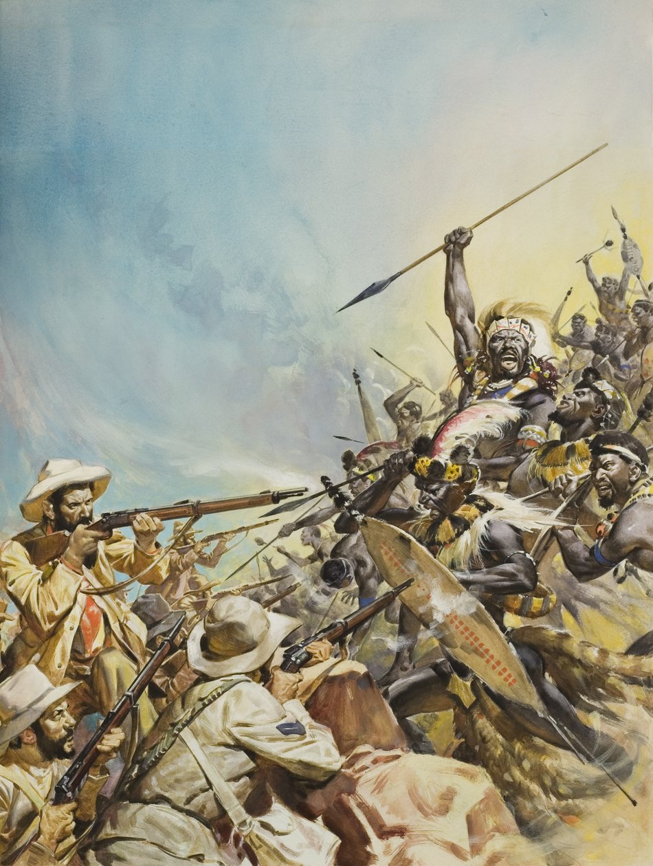 Búrové bojují s domorodci (kvaš na papíře) od James Edwin McConnell