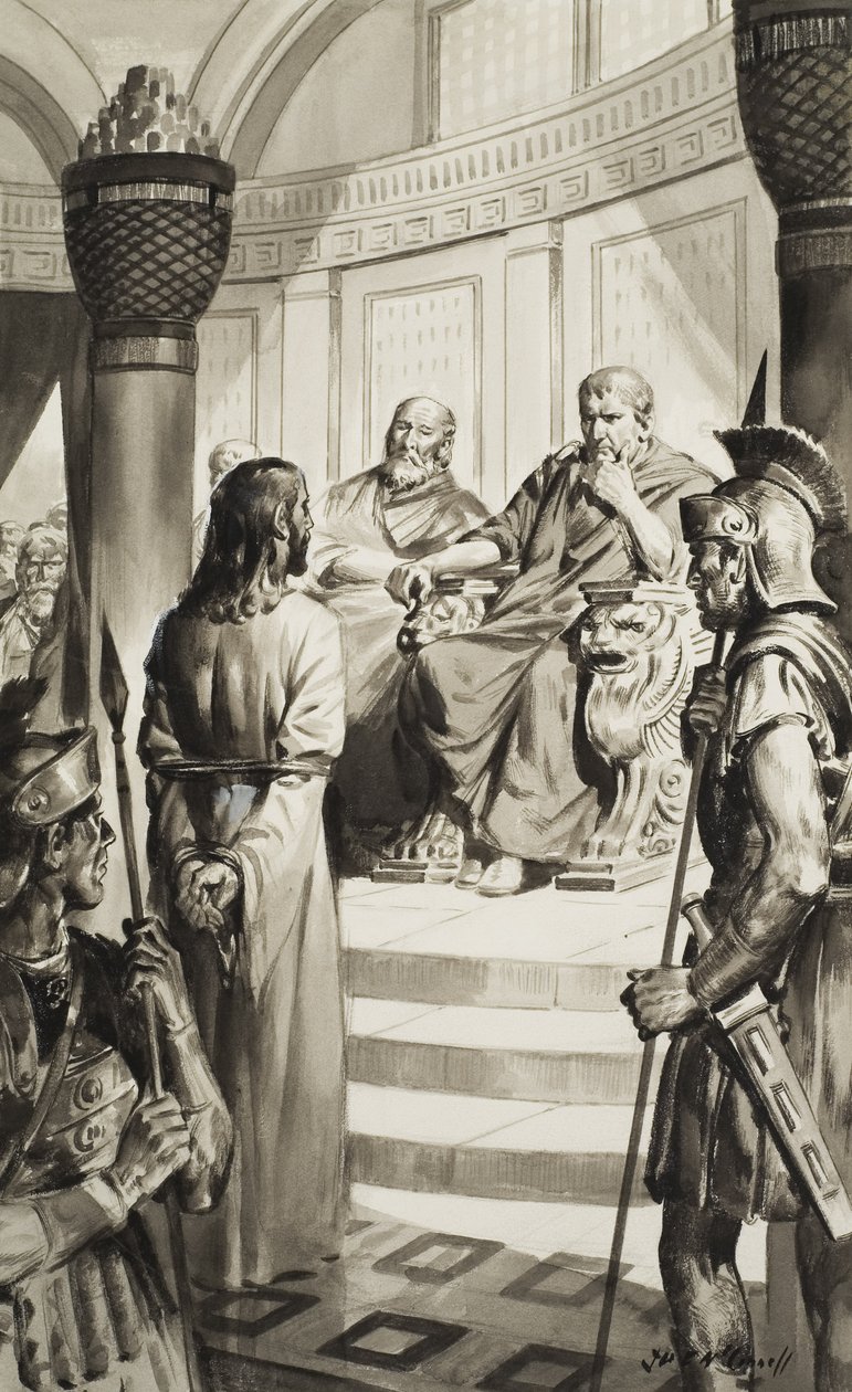 Kristus před Pilátem Pontským (kvaš na papíře) od James Edwin McConnell