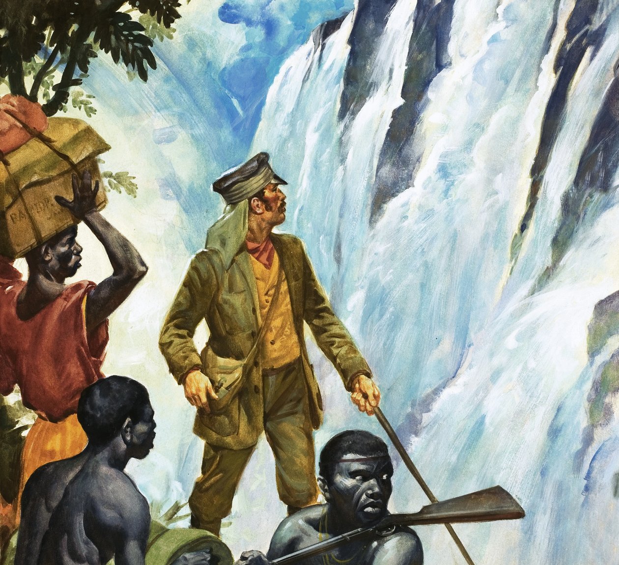 David Livingstone objevuje Viktoriiny vodopády od James Edwin McConnell