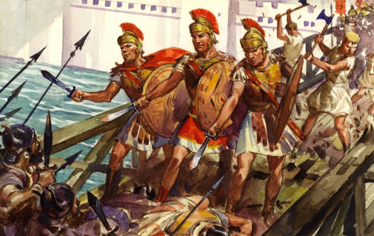 Horatius Cocles bránící Pons Sublicius (kvaš na papíře) od James Edwin McConnell