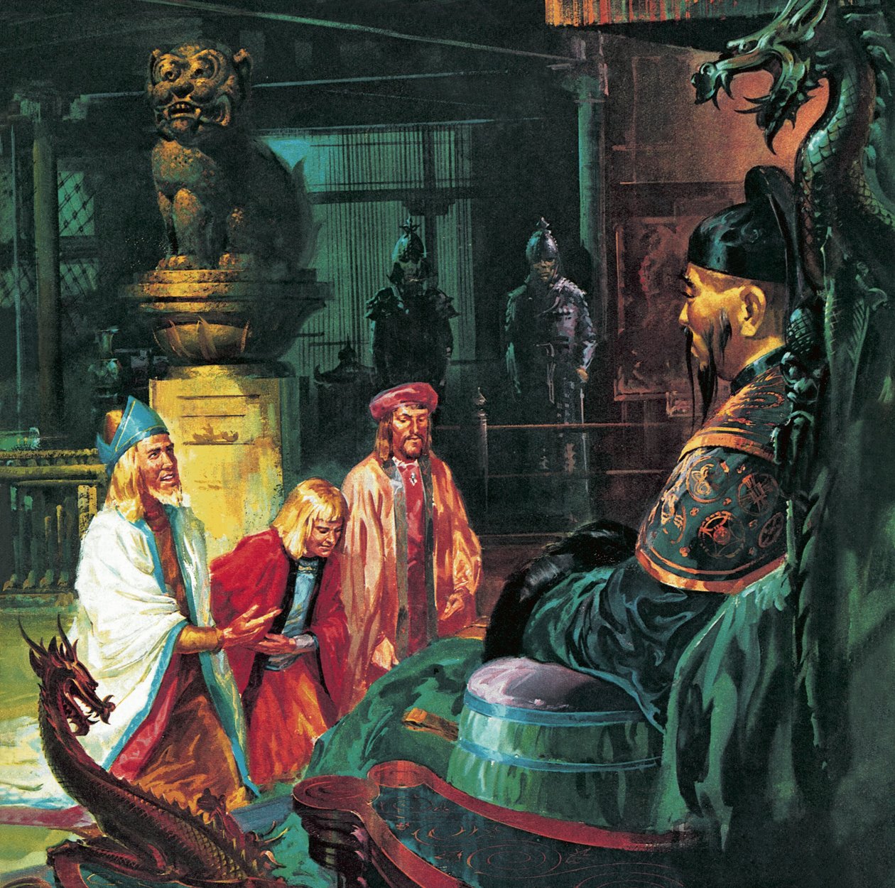 Marco Polo před Kublajchánem, 20. století (litografie) od James Edwin McConnell