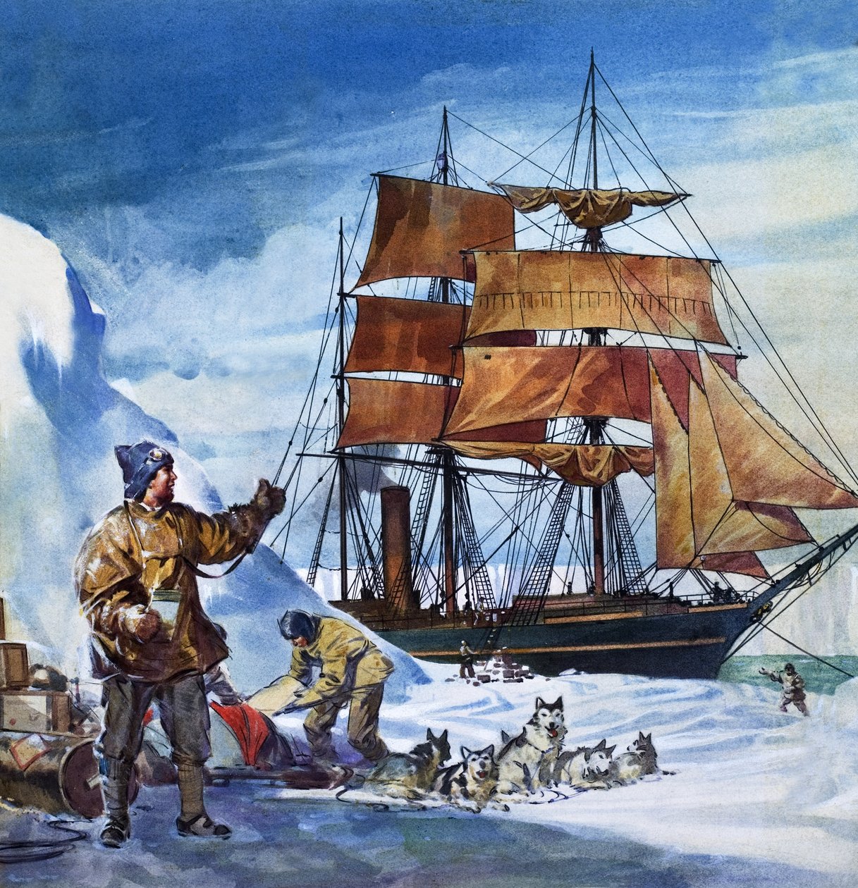 Terra Nova v Antarktidě (kvaš na papíře) od James Edwin McConnell
