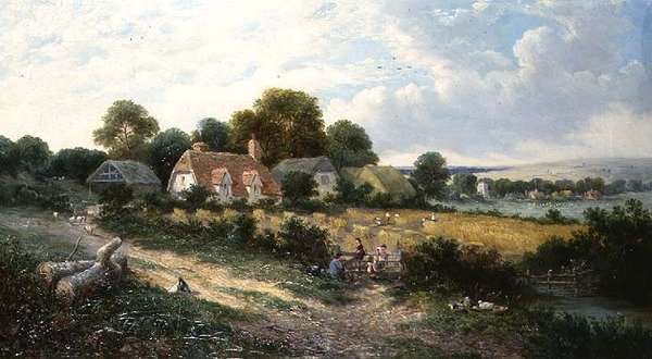 Výroba sena (olej na plátně) od James Edwin Meadows