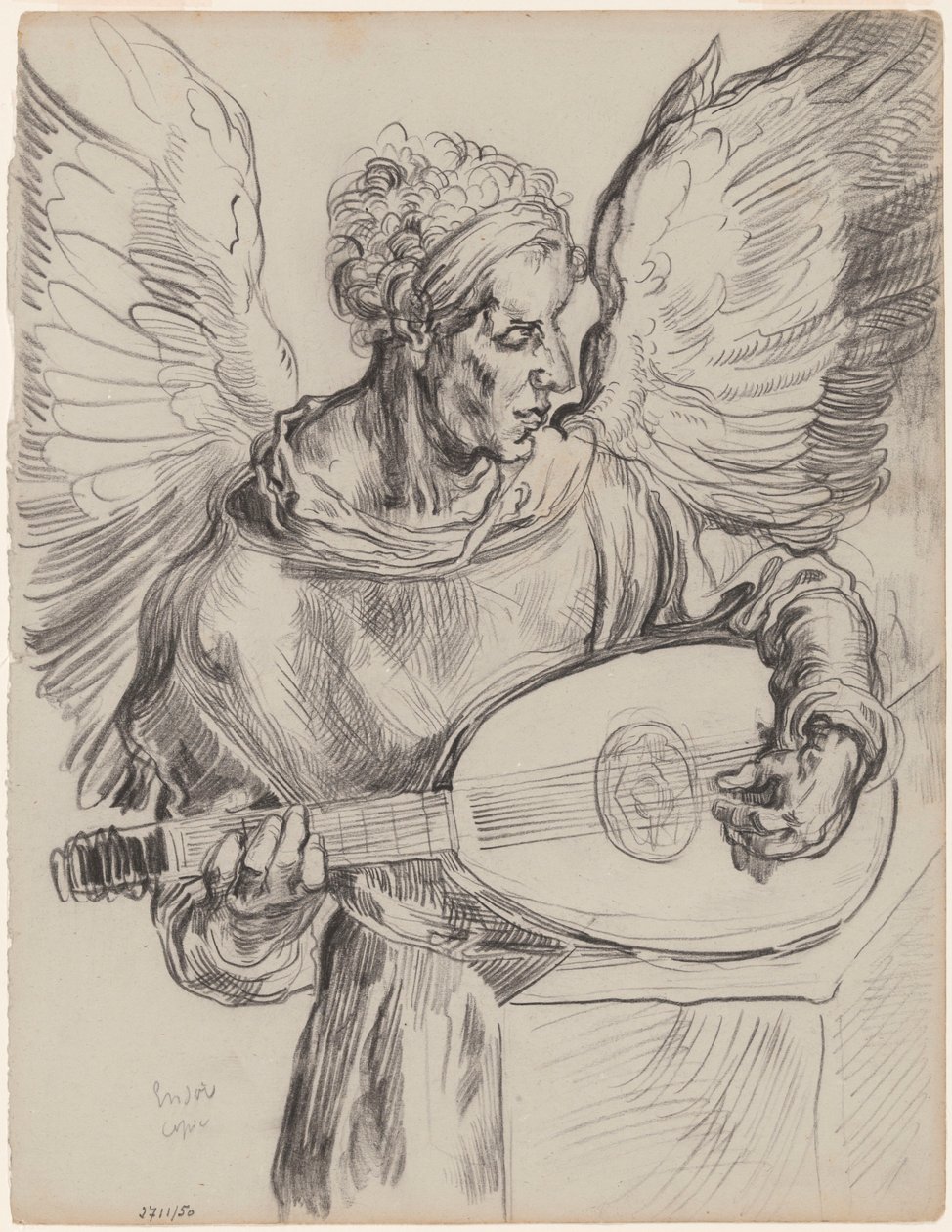 Podle Dürera: Serafín hrající na loutnu od James Ensor