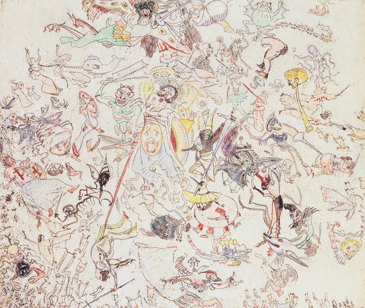 Ďáblové bijící anděly a archanděly od James Ensor