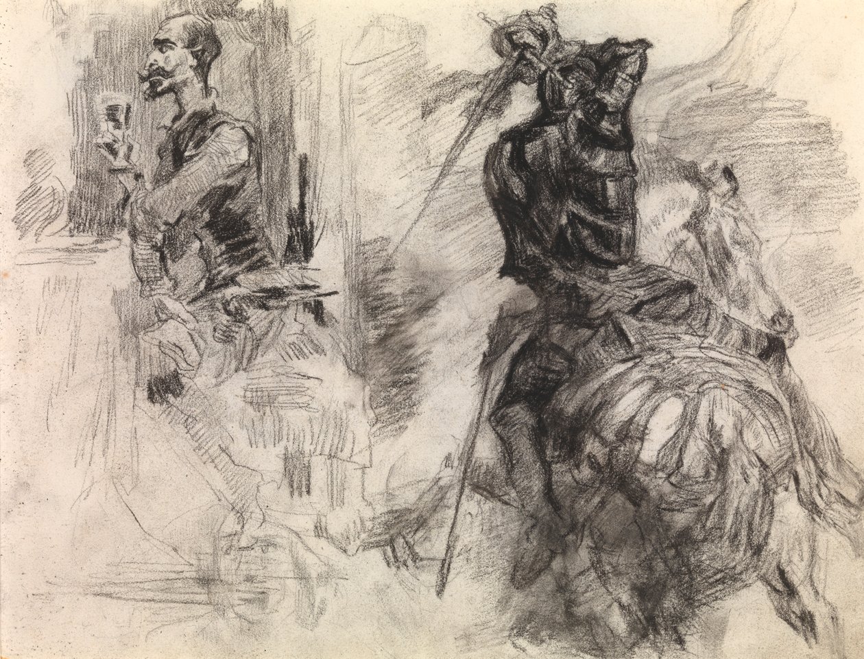 Don Quijote (pastel a černá křída na papíře) od James Ensor