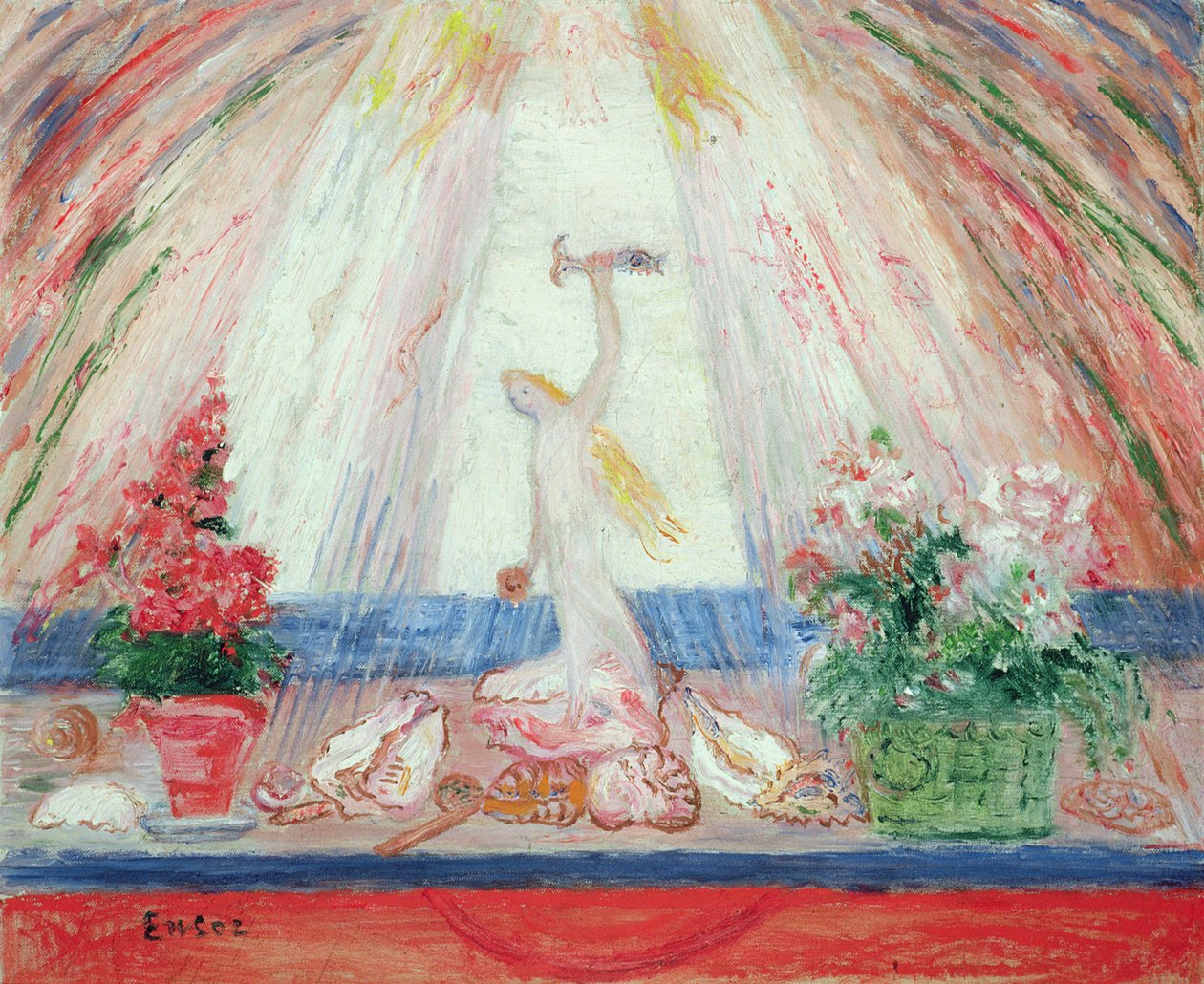 „Květiny země, mořská flóra ve smíchu světla“ (olej na plátně) od James Ensor
