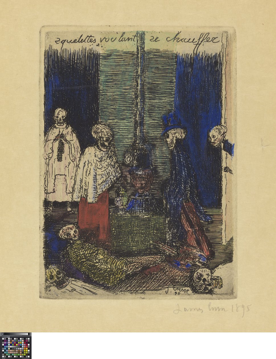 Skelette, die sich wärmen wollen od James Ensor