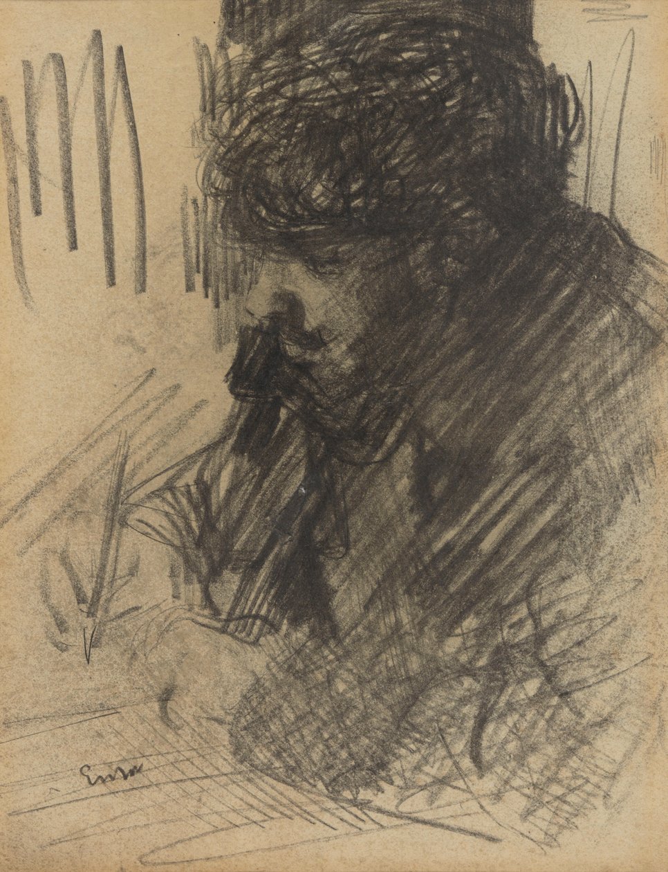 Portrét Daria de Regoyose při psaní od James Ensor