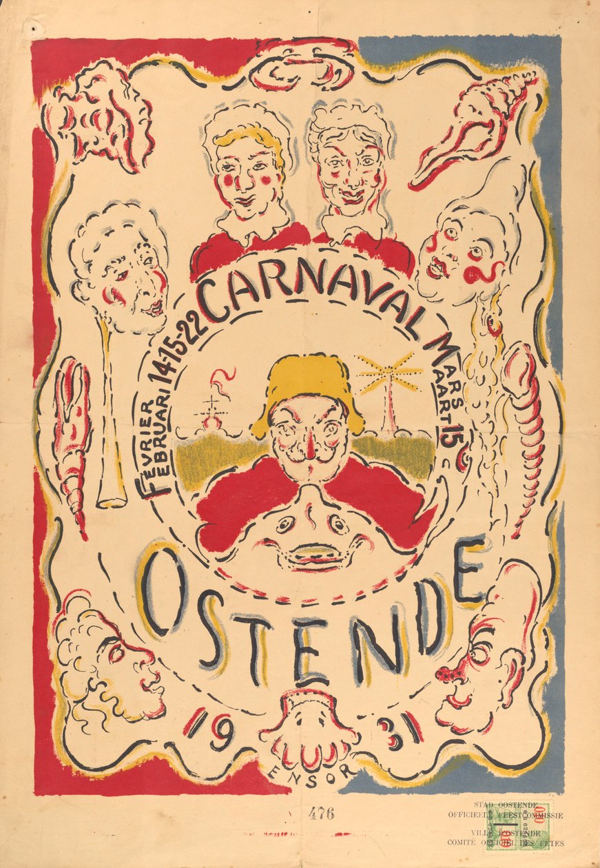 Plakat für den Karneval in Ostende od James Ensor