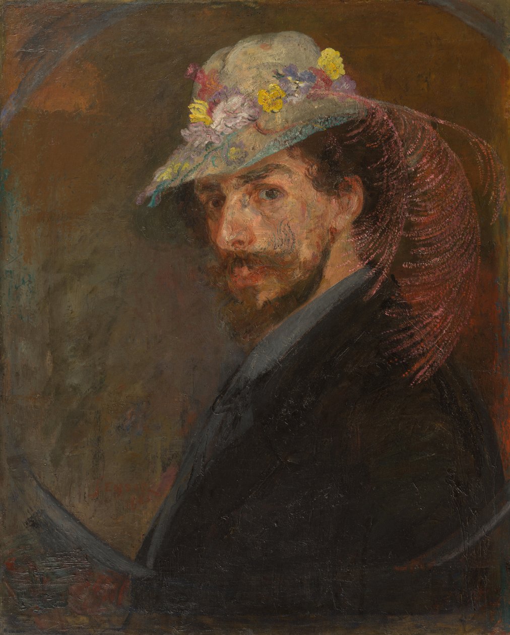 Autoportrét s květovaným kloboukem od James Ensor