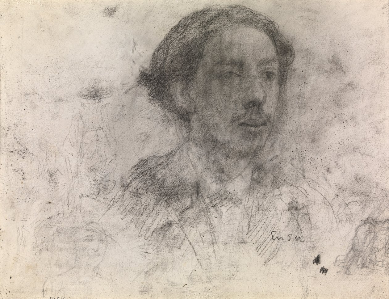Autoportrét (konte na papíře) od James Ensor