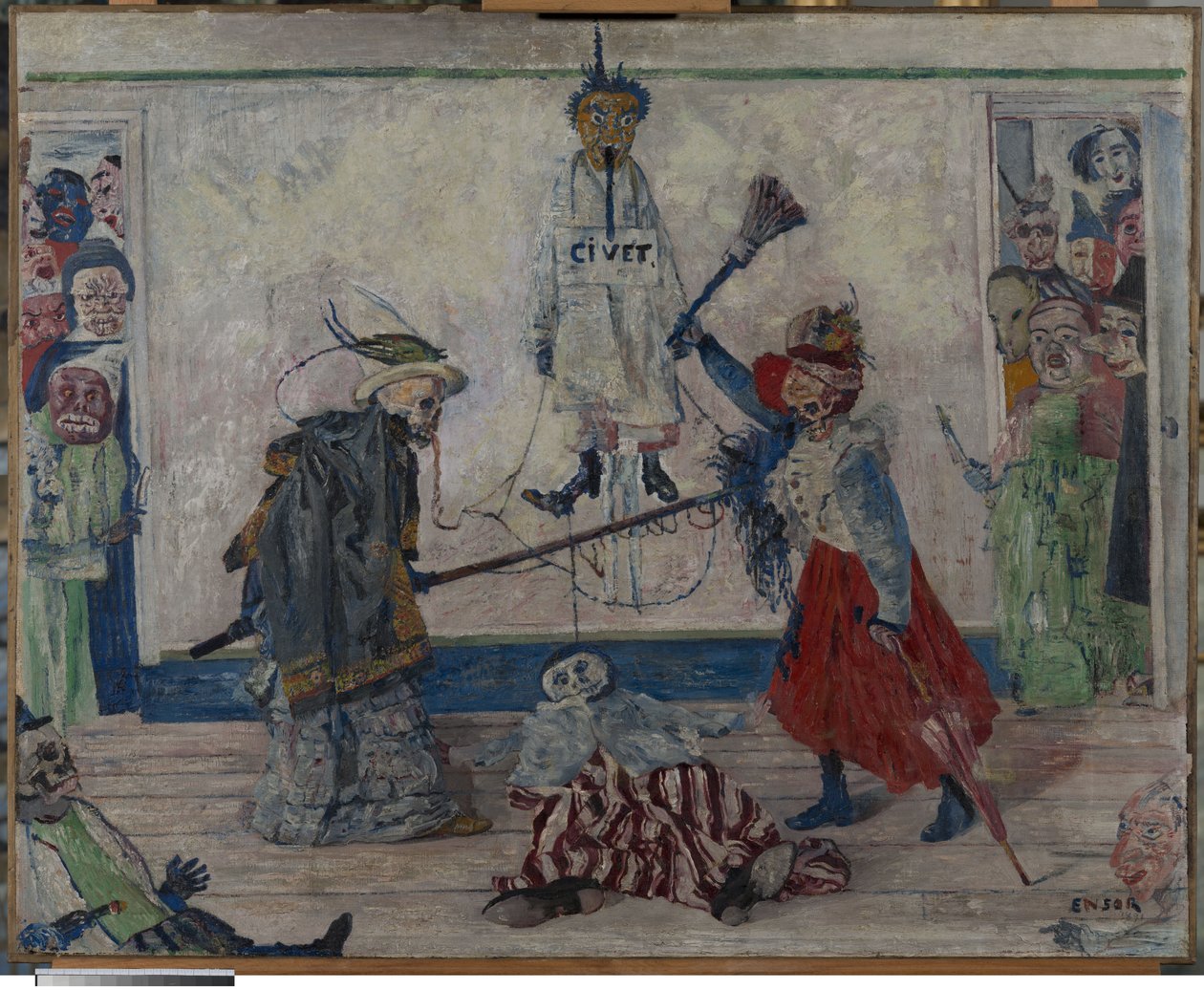 Kostlivci bojující o tělo oběšence od James Ensor