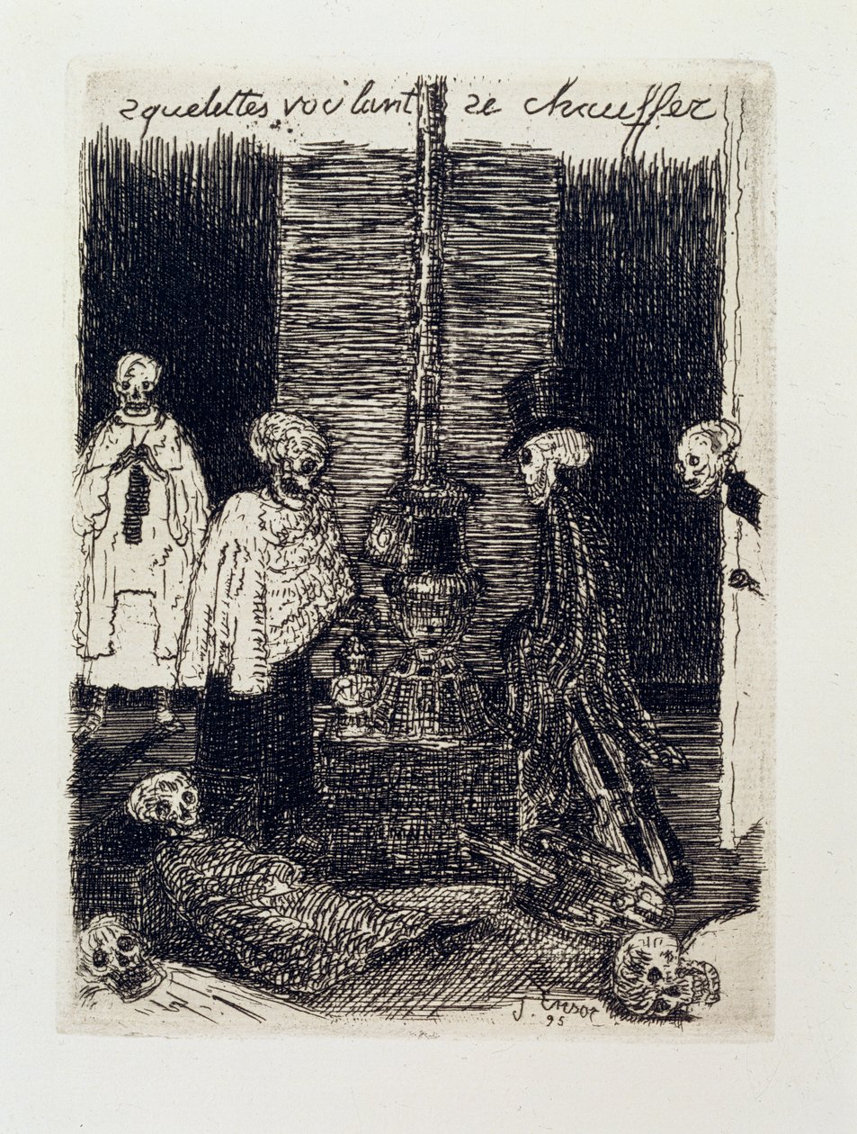 Kostry se snaží zahřát od James Ensor