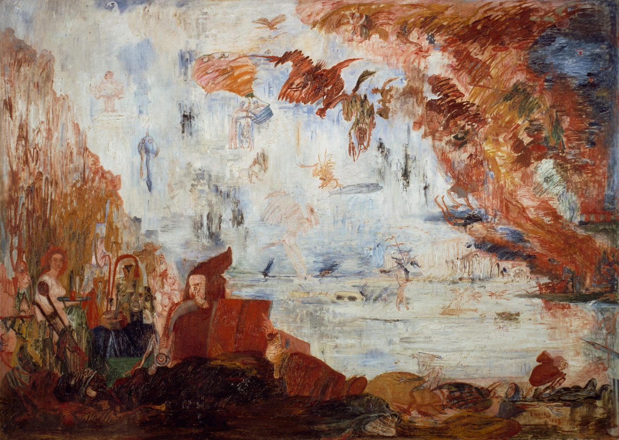Pokušení svatého Antonína, od Jamese Ensora (1860-1949), olej na plátně od James Ensor