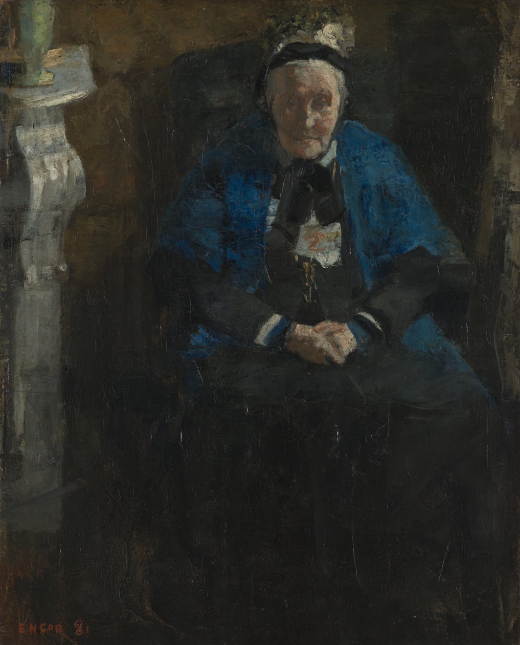 Žena s modrým šálem od James Ensor