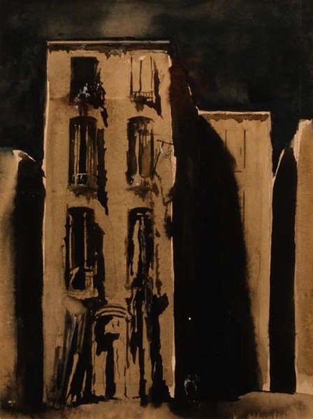 Slum, kolem roku 1911 (akvarel) od James Ferrier Pryde