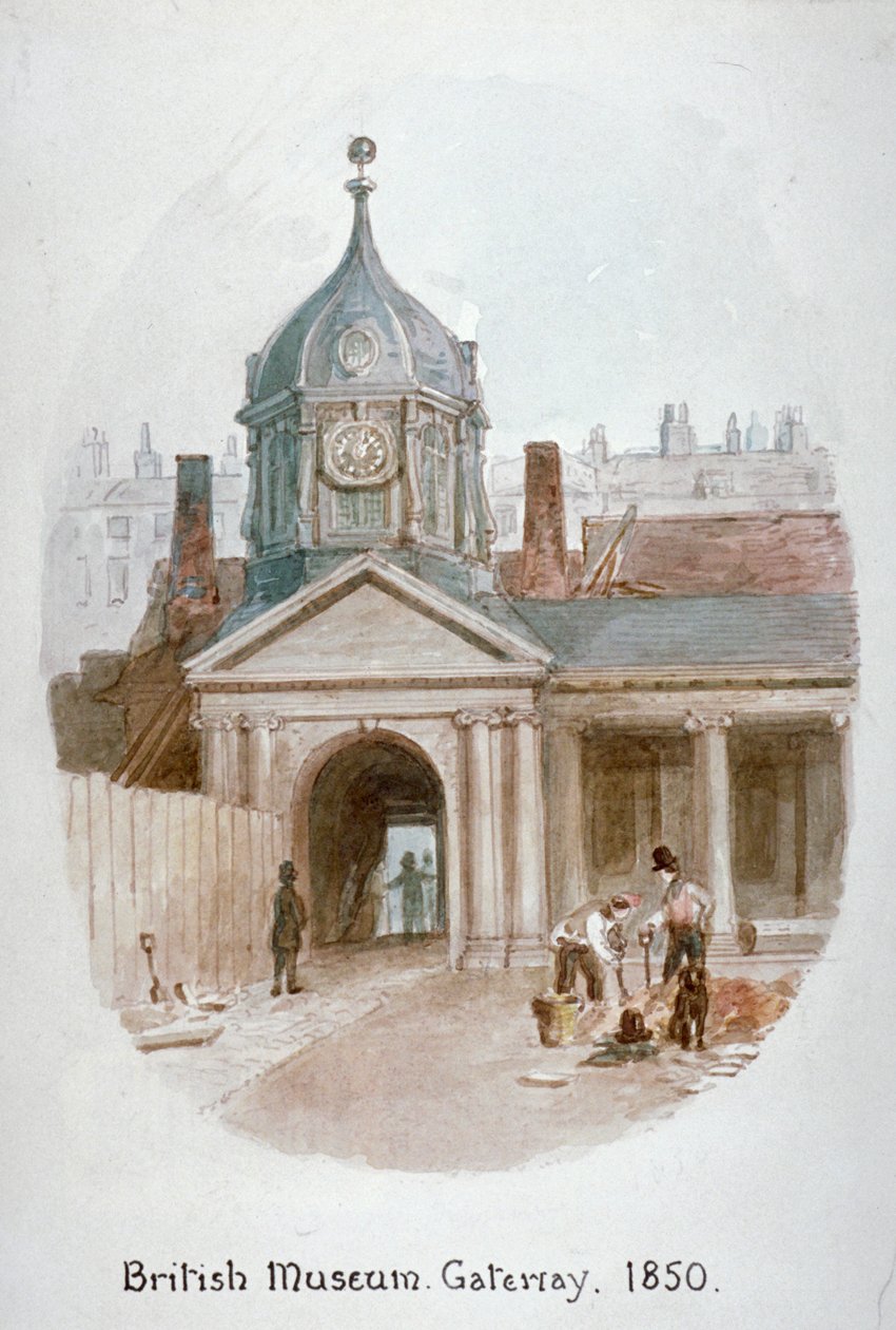 Brána do starého Britského muzea Montague House, Bloomsbury, Londýn, 1850. od James Findlay