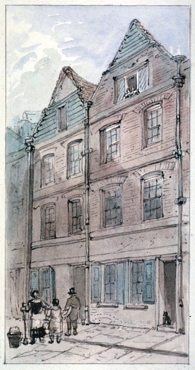 Domy v Blackhorse Alley, Fleet Street, City of London, 1850 od James Findlay