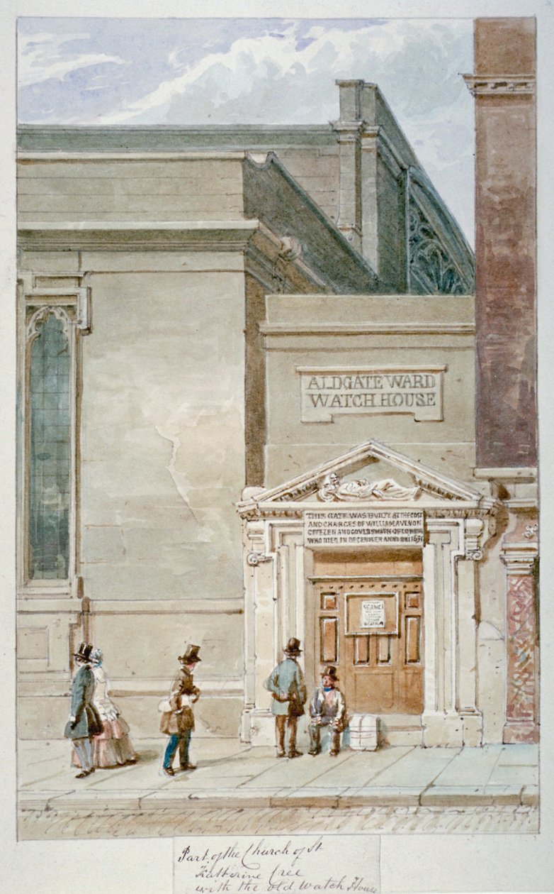 Částečný pohled na St Katherine Cree a strážní dům Aldgate, City of London, 1830 od James Findlay
