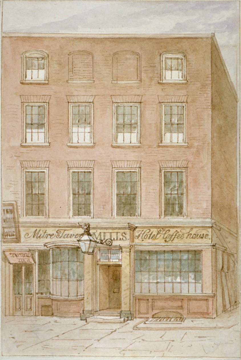 The Mitre Tavern, kavárna a hotel na Mitre Court, Fleet Street, City of London, 1850 od James Findlay