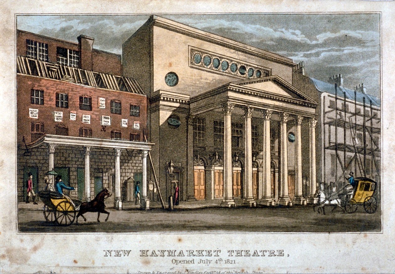 Pohled na divadlo Haymarket, Westminster, Londýn, 1821. od James Findlay