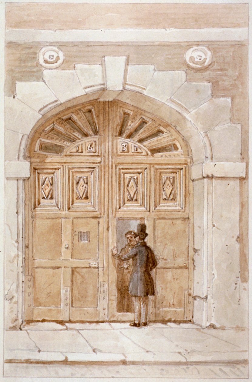 Pohled na dřevěné brány z roku 1631, v Lime Street č. 46, 1855 od James Findlay