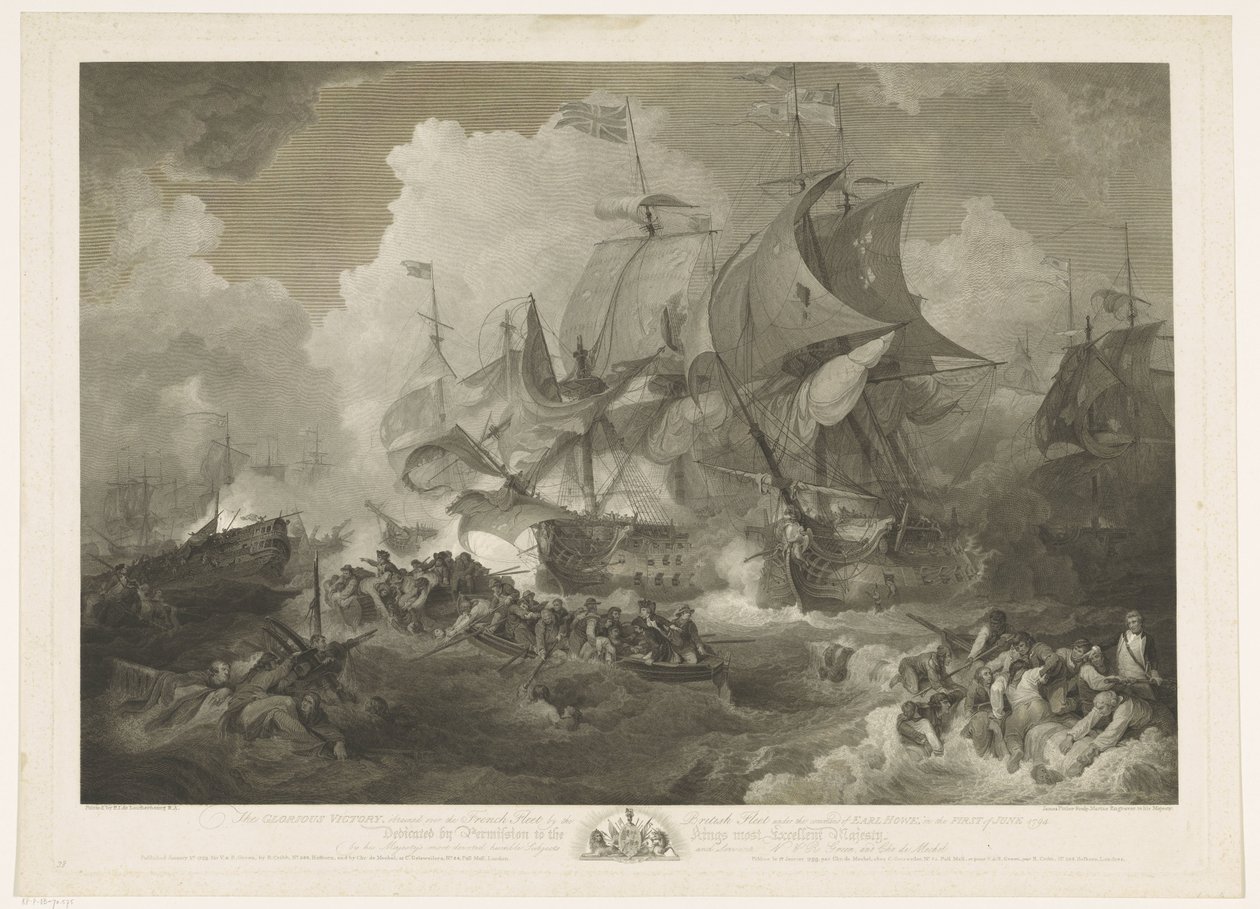Vítězství anglické flotily nad francouzskou flotilou, 1794 od James Fittler