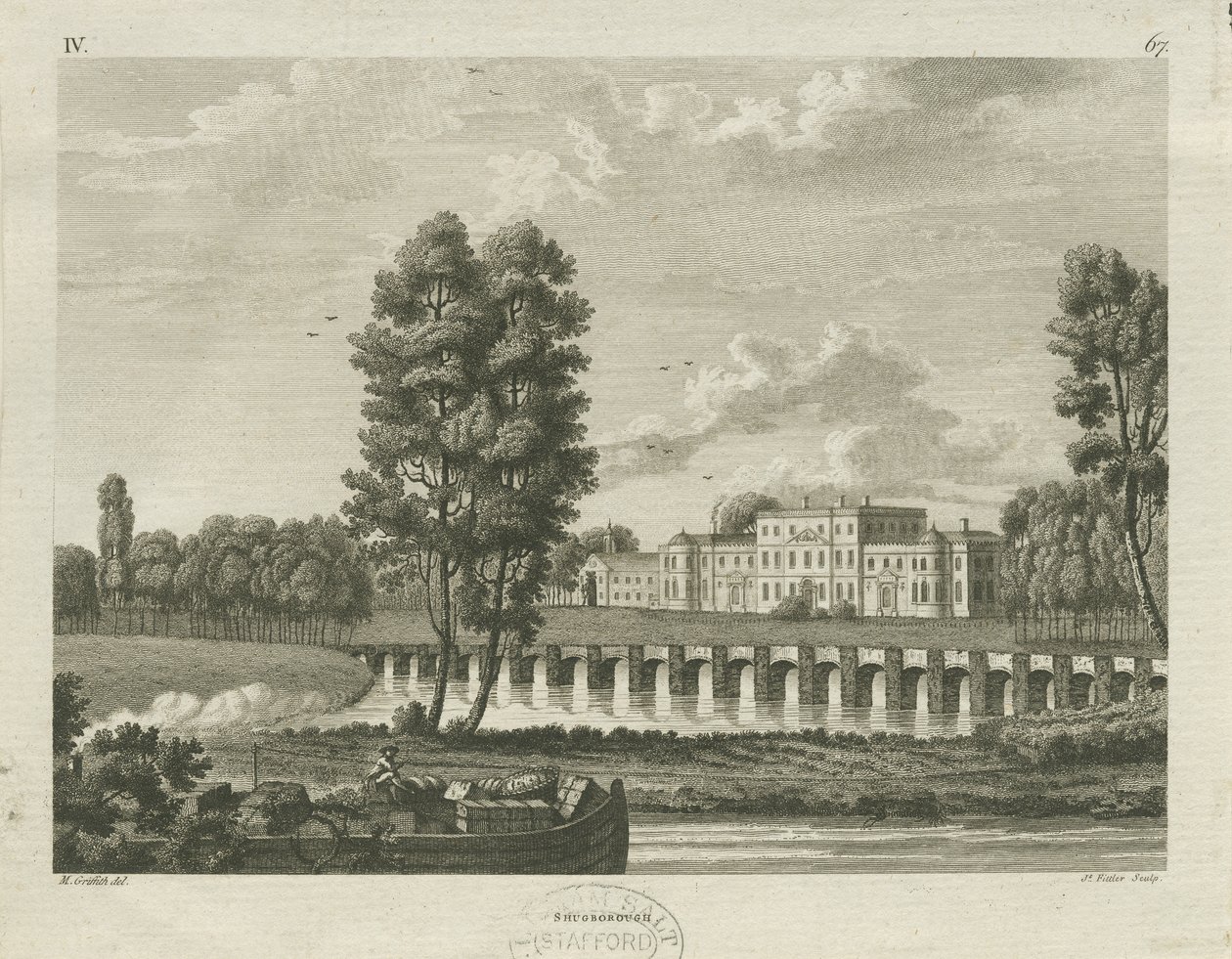 Shugborough Hall: rytina, nd [c 1782] (tisk) od James Fittler