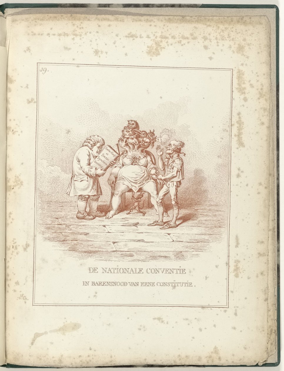 Práce Národního shromáždění, 1795 Národní konvent v práci ústavy (název na předmět) Hollandia Regenerata (název série) od James Gillray (possibly)