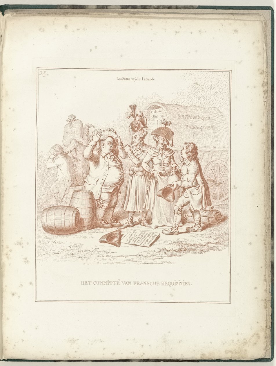 Výbor francouzských rekvizic, 1795 Výbor francouzských rekvizic (název na předmětu) Hollandia Regenerata (název série) od James Gillray (possibly)