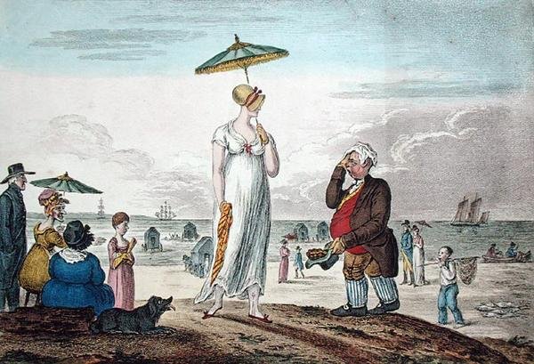 A Calm, publikovala Hannah Humphrey v roce 1810 (ručně kolorovaný lept) od James Gillray