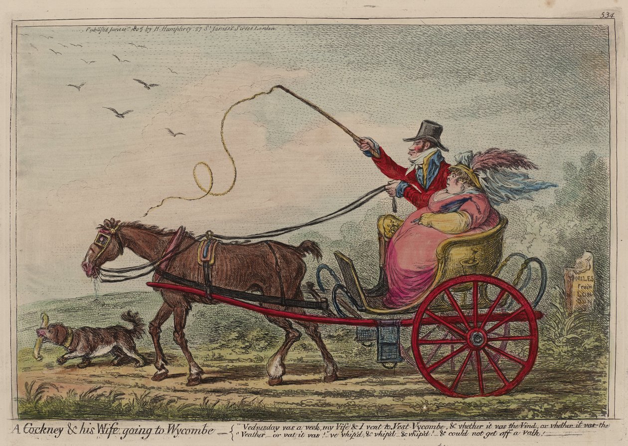 Cockney a jeho žena jedou do Wycombe od James Gillray