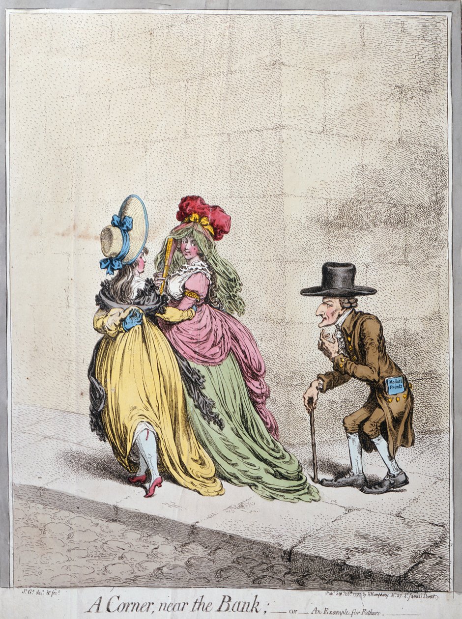 Koutek u banky aneb Příklad pro otce, vydala Hannah Humphreyová od James Gillray