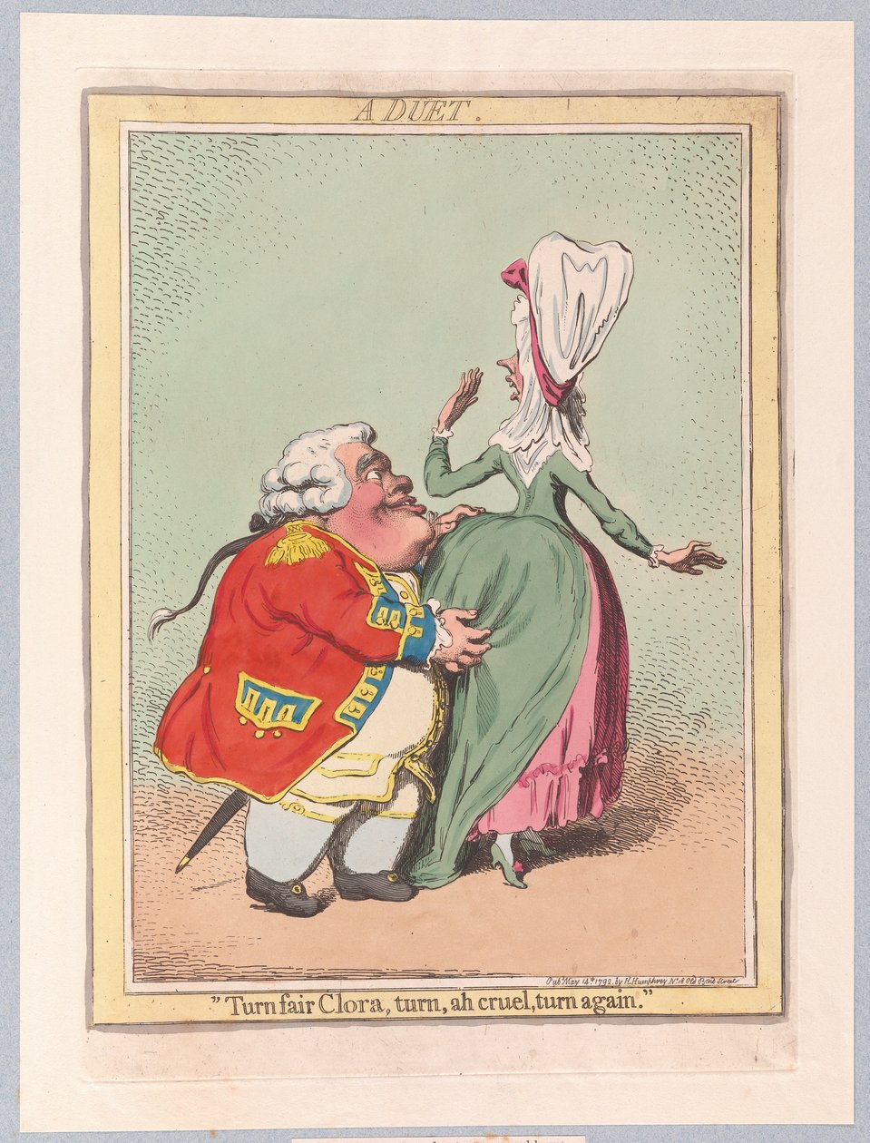 Duet, pub. 1792 (ručně kolorovaná rytina) od James Gillray