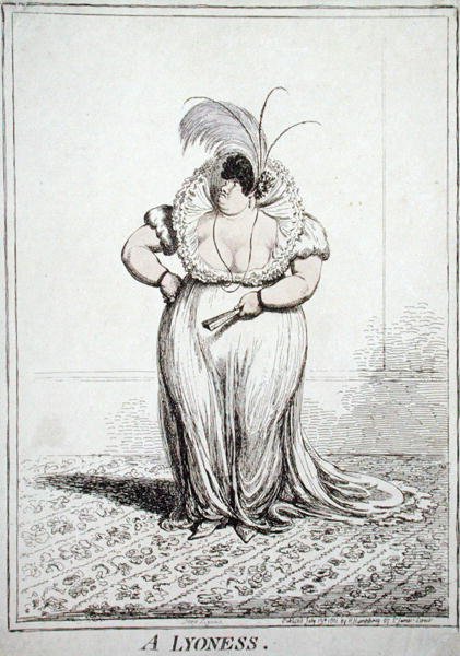 A Lyoness, publikoval Hannah Humphrey v roce 1801 (lept s akvatintou) od James Gillray