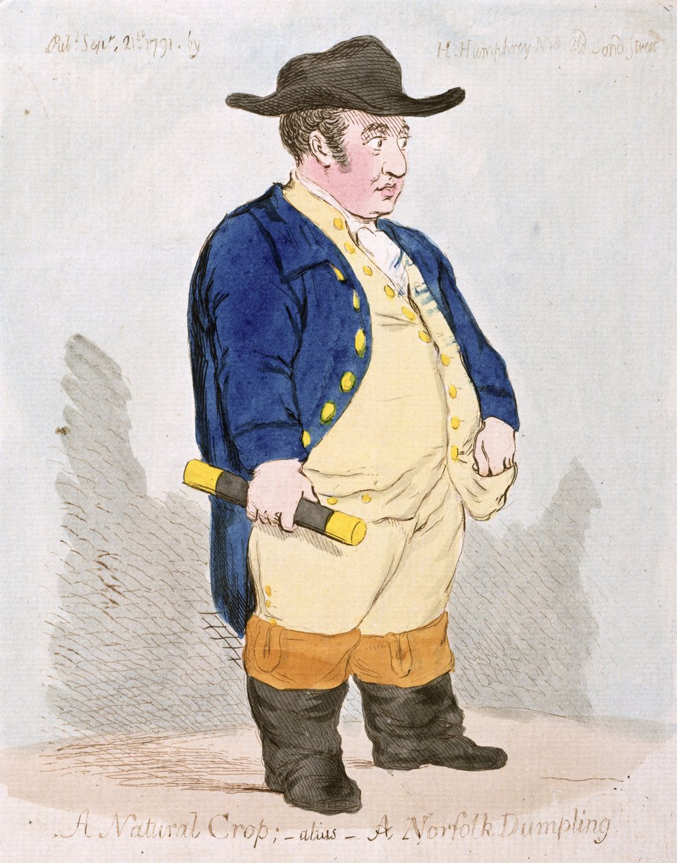 Přírodní plodina; Alias - A Norfolk Dumpling, vydané Hannah Humphrey v roce 1791 (ručně kolorovaný lept) od James Gillray