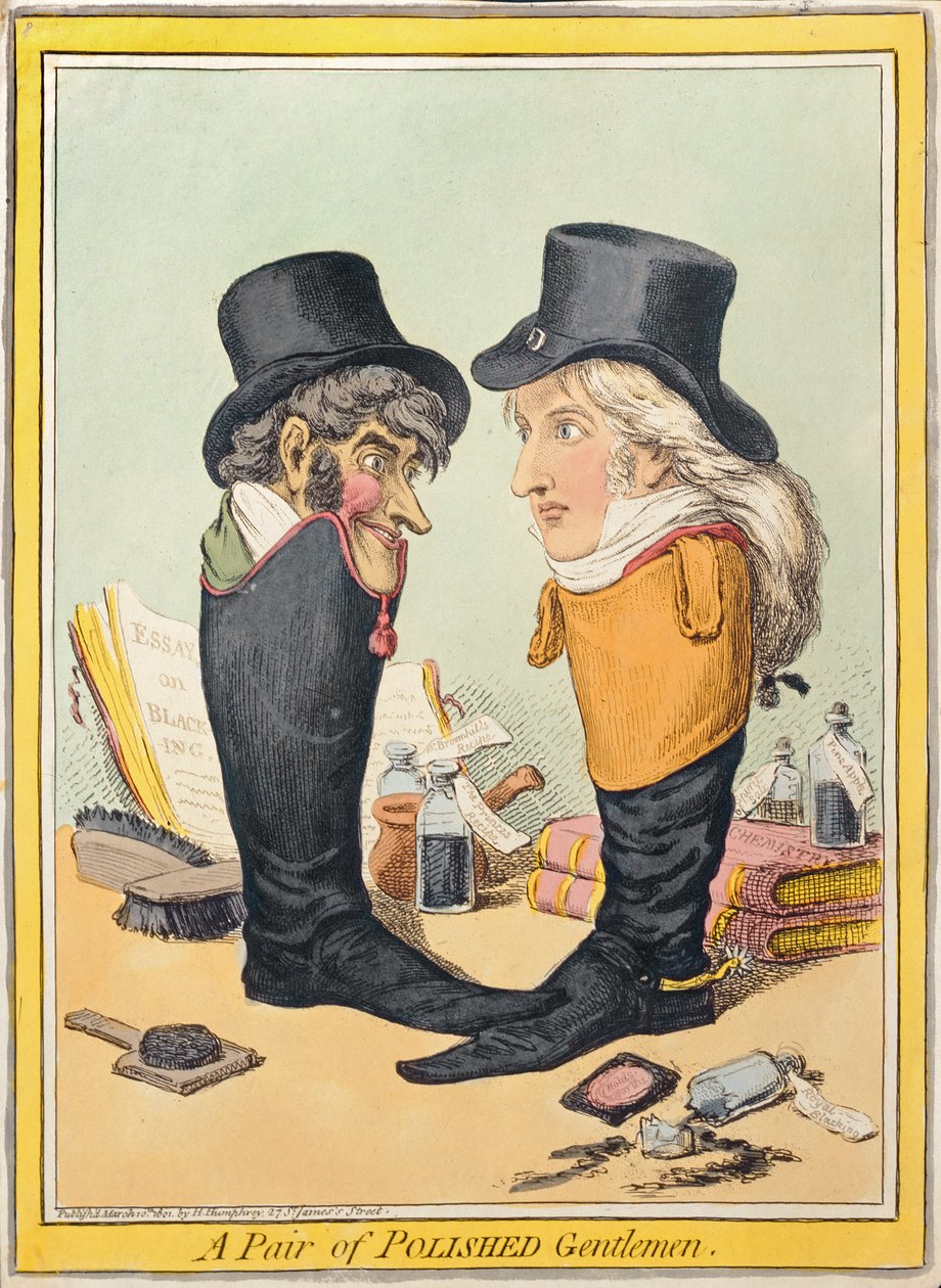 Pár leštěných gentlemanů, vydala Hannah Humphrey v roce 1801 (ručně kolorovaný lept) od James Gillray