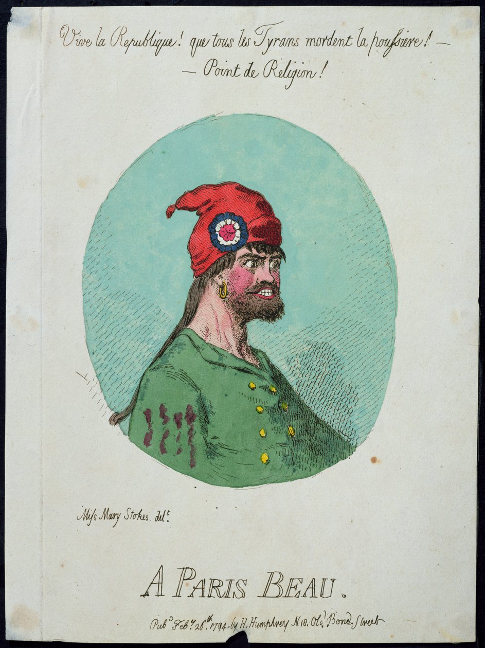 A Paris Beau, publikovala Hannah Humphrey v roce 1794 (ručně kolorovaný lept) od James Gillray