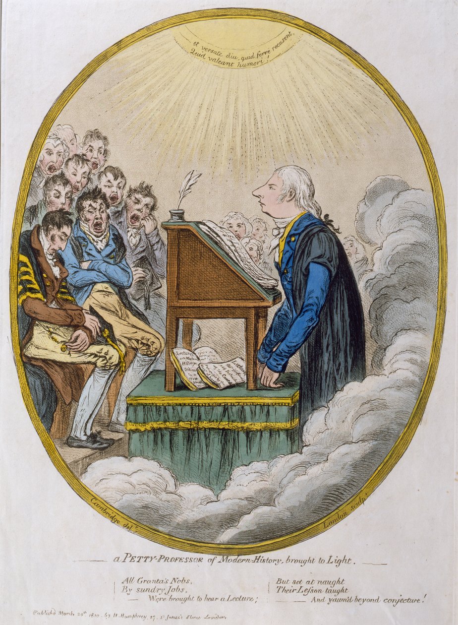 Malý profesor moderních dějin vynesený na světlo, publikovala Hannah Humphrey v roce 1810 (lept s akvatintou) od James Gillray