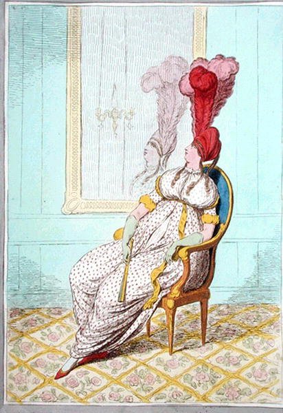 A Portrait of Modern Elegance, publikovala Hannah Humphrey v roce 1795 (ručně kolorovaný lept) od James Gillray