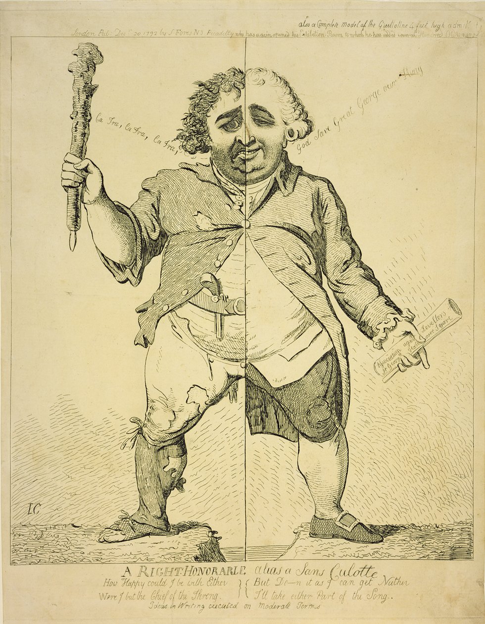 A Right Honorable alias a Sans Coulotte, publikoval S. Fores, 1802 od James Gillray
