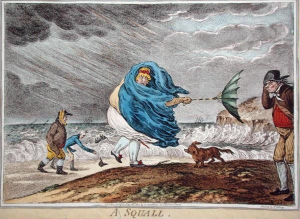 A Squall, vydané Hannah Humphrey v roce 1810 (ručně kolorovaný lept) od James Gillray