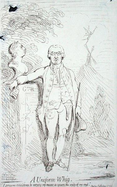 A Uniform Whig, publikoval Hannah Humphrey v roce 1791 (lept) od James Gillray