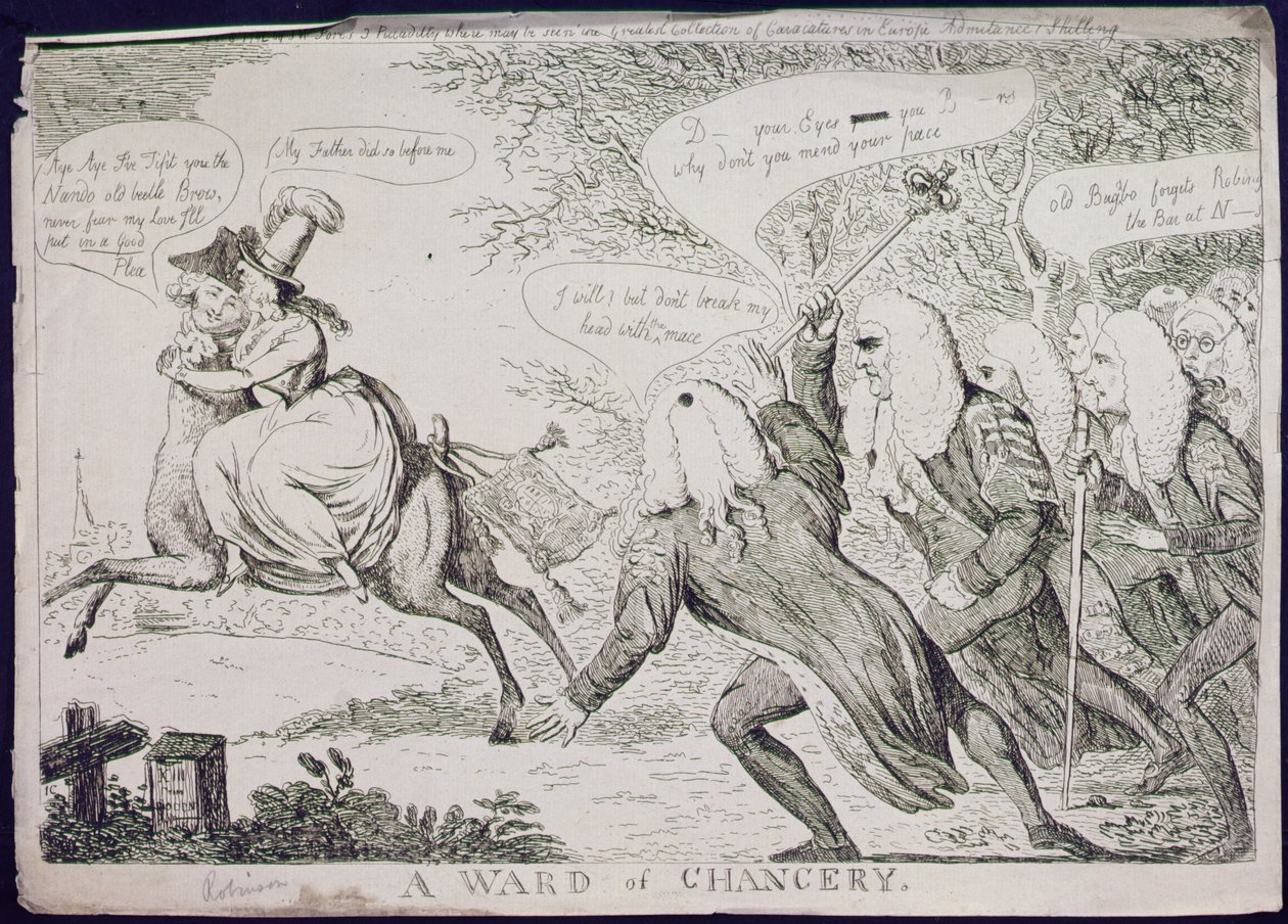 A Ward of Chancery, vydané nakladatelstvím S.W. Fores (lept) od James Gillray