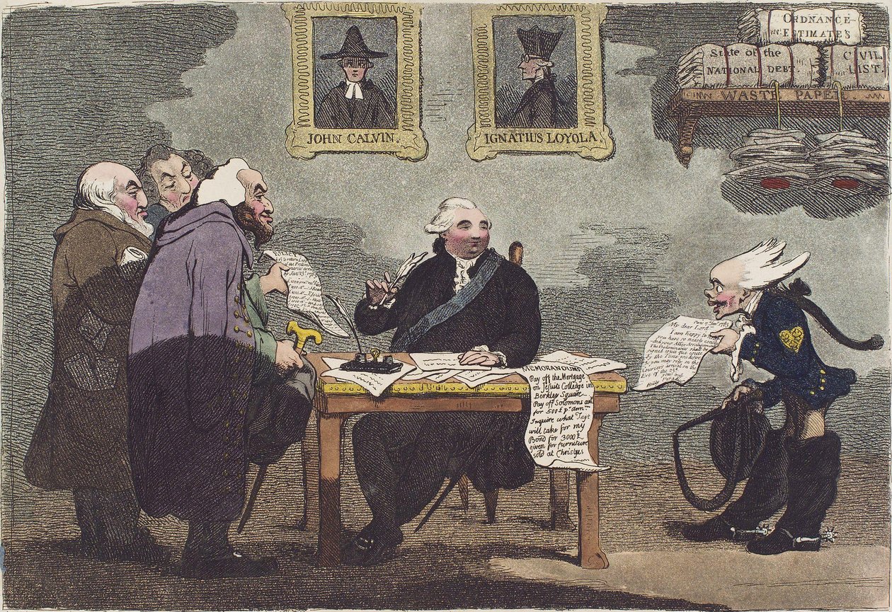 Vznešený lord o blížícím se míru, který je příliš zaneprázdněn, než aby se věnoval výdajům milionu veřejných peněz James Gillray (oříznuto) od James Gillray