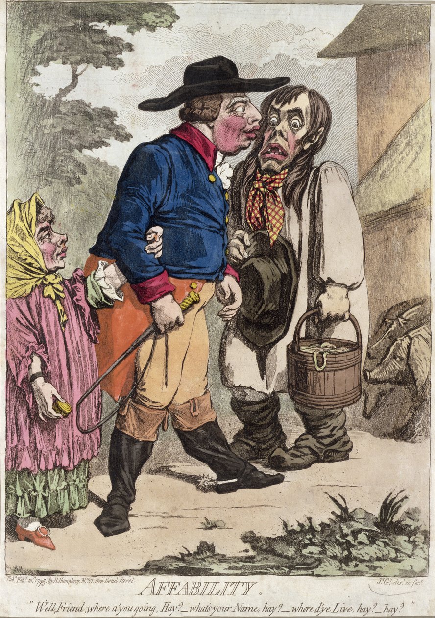 Affability, publikoval Hannah Humphrey v roce 1795 (ručně kolorovaný lept s akvatintou) od James Gillray