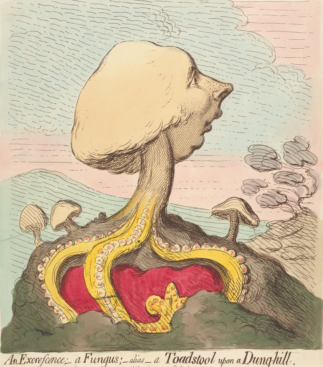 Výrůstek; – Houba; – Jinak řečeno – Muchomůrka na hnojišti od James Gillray